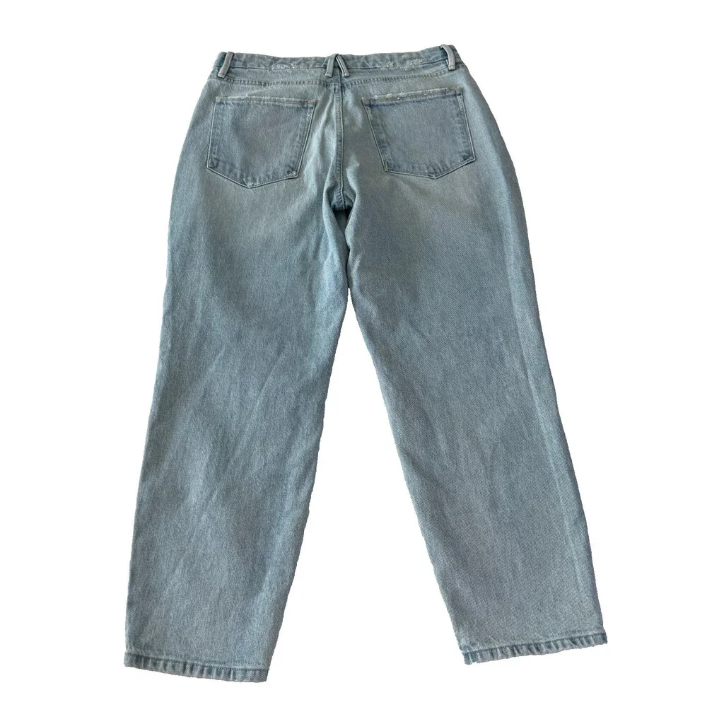Good American Mom Jeans Women's Sz 10 / 30 High Waist Distressed Light Wash Blue - Picture 9 of 16